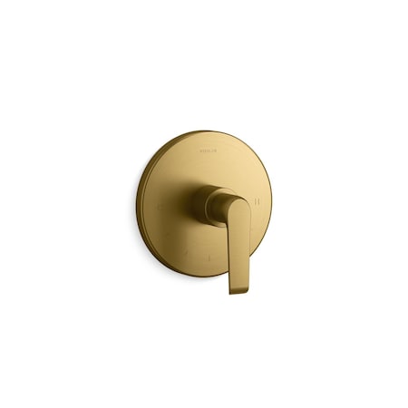 Kohler Avid Thermostatic Valve Trim, Lvr Vibrant Brushed Moderne Brass T97022-4-2MB